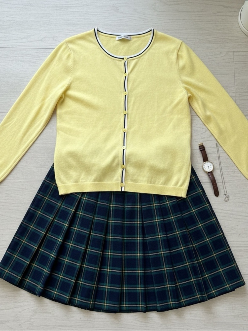 Vintage Buttery Soft Yellow Cardigan 3/4 Sleeve Cotton Blend Large 90s Preppy